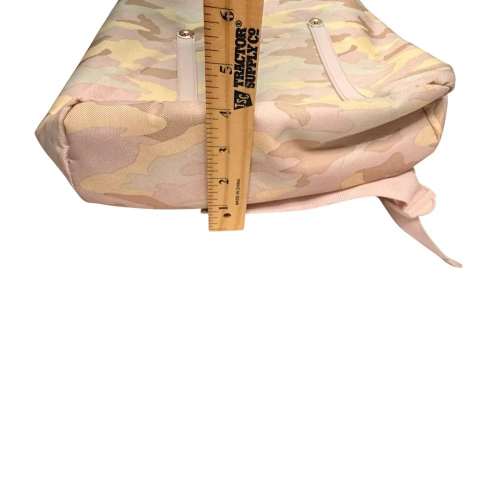 Unbranded Backpack Womens Large Pink Camo Canvas Rucksack Rose Gold Hardware